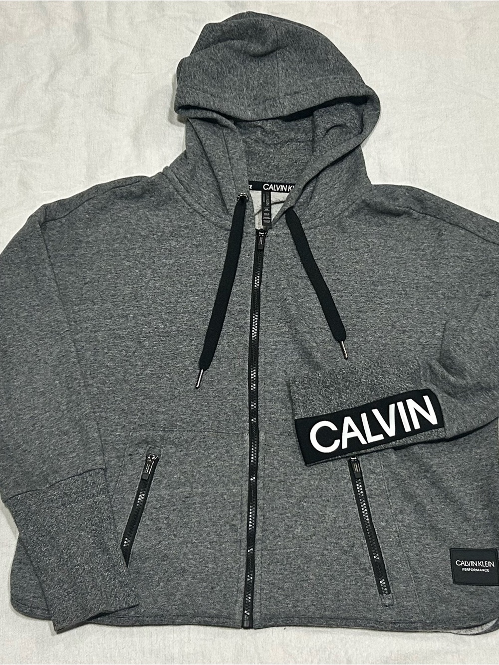 Calvin Klein Women's Gray Zip-Up Hoodie Jacket